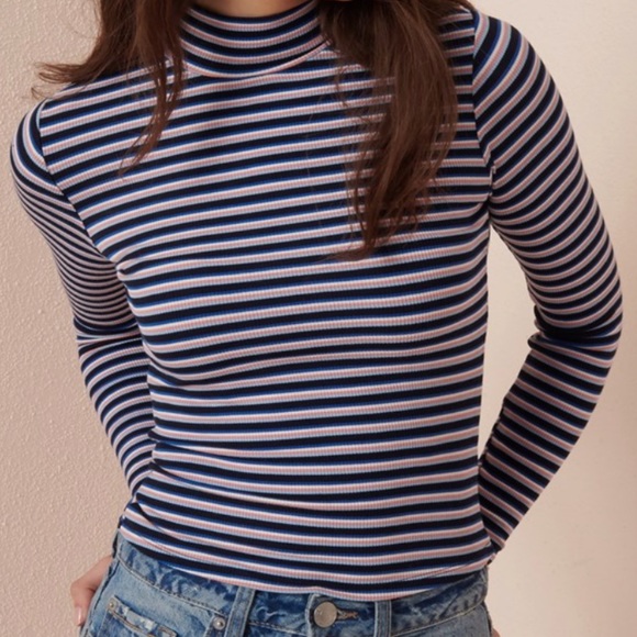 Garage Tops - Ribbed Mock Neck Long Sleeve